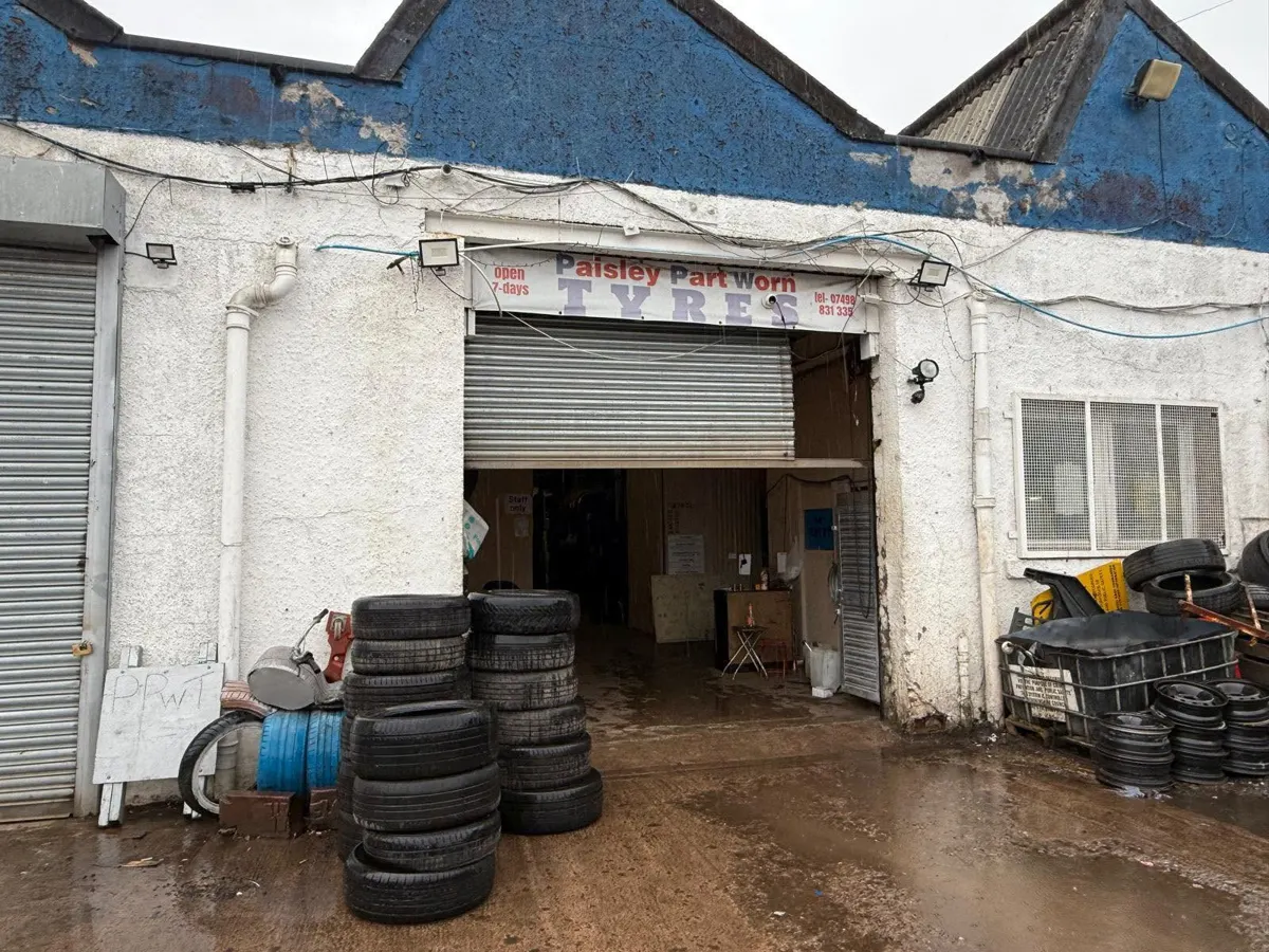 Exterior of the tyre centre at 11 Blackhall Street, Paisley